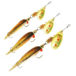 Mepps Aglia TW Streamer Spinners Gold Red Dots
